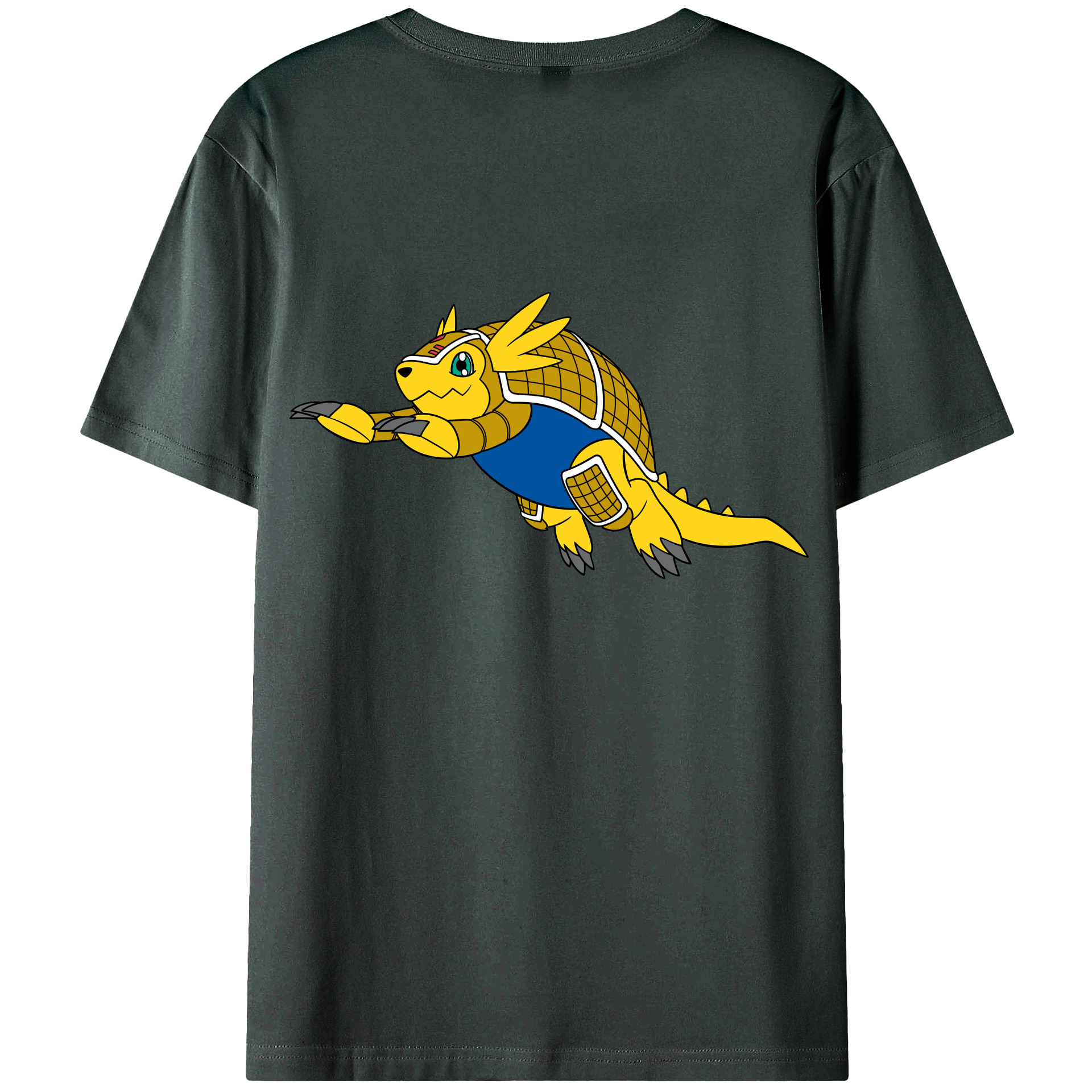 （画像用） Digimon デジタルモンスター/デジモン 綿100％ メンズ半袖Tシャツ（バックプリント） 通気性